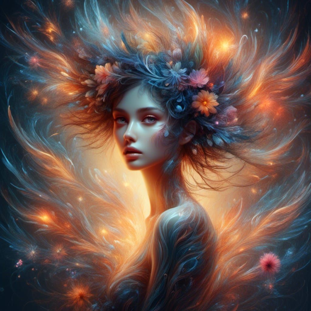 Ethereal Cosmic Shadow Fae with Iridescent Wings