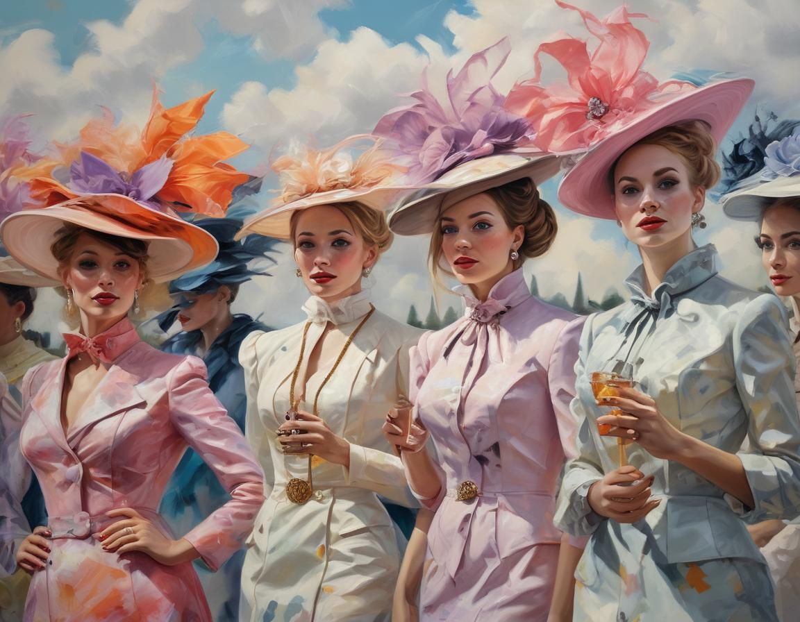 Surreal Ascot Ladies Day in Impasto Style