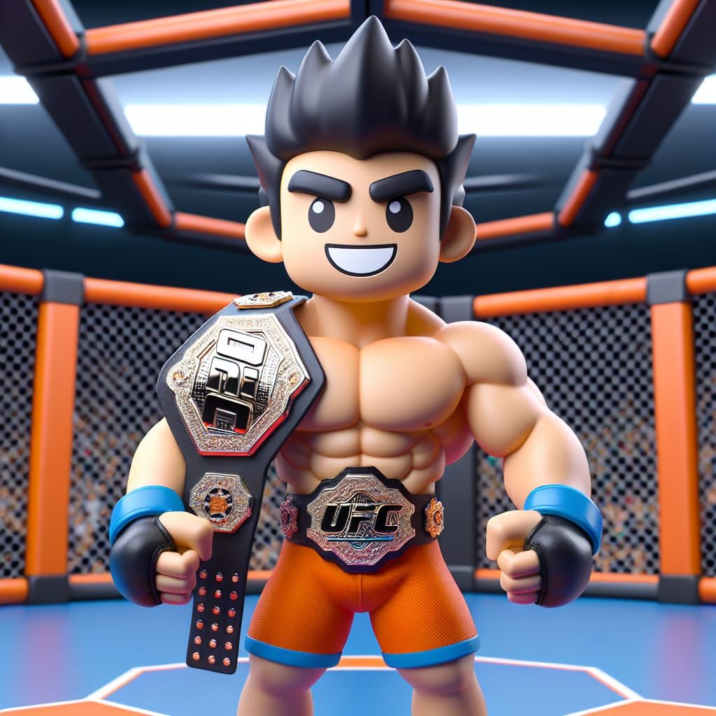 Goku Wins UFC Championship in Cartoon Style