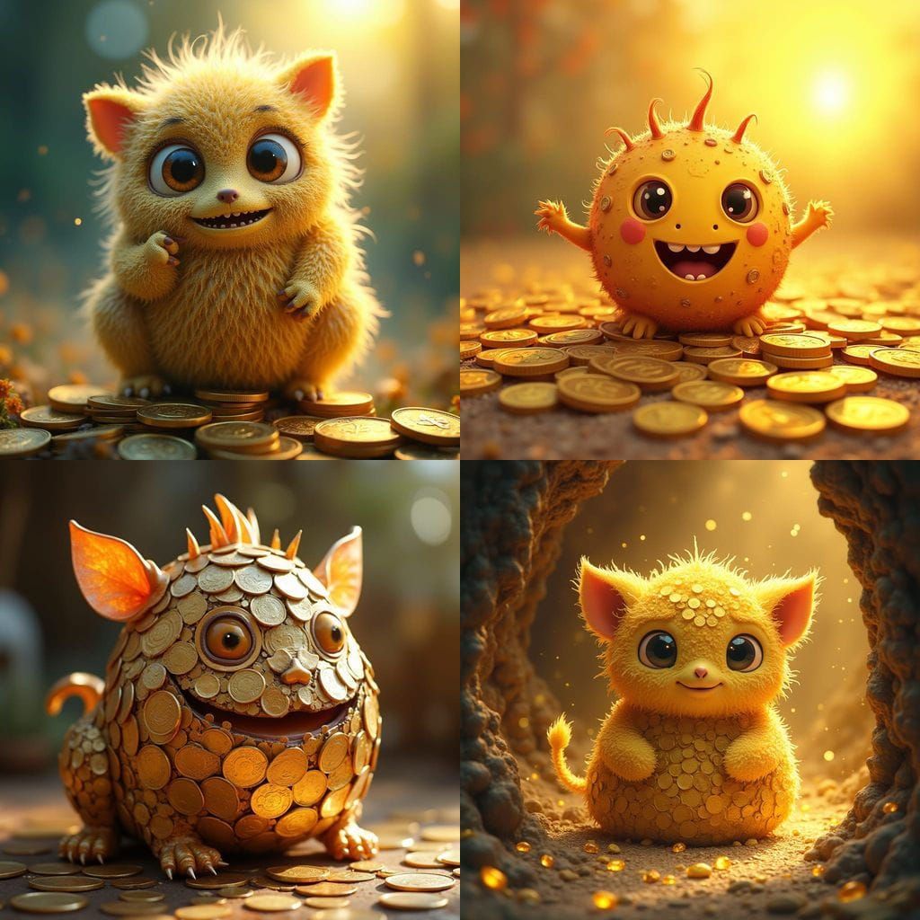 Cute Monster Sculpted from Money