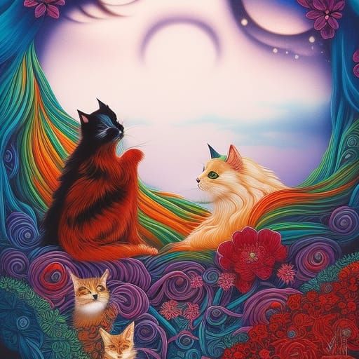 Enchanting Girl with Animals in a Fairytale Landscape