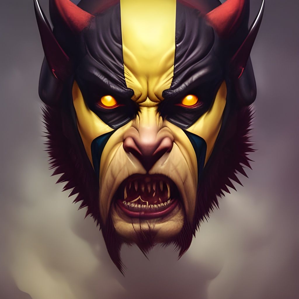 Demonic Wolverine Portrait in Hyperdetailed Style