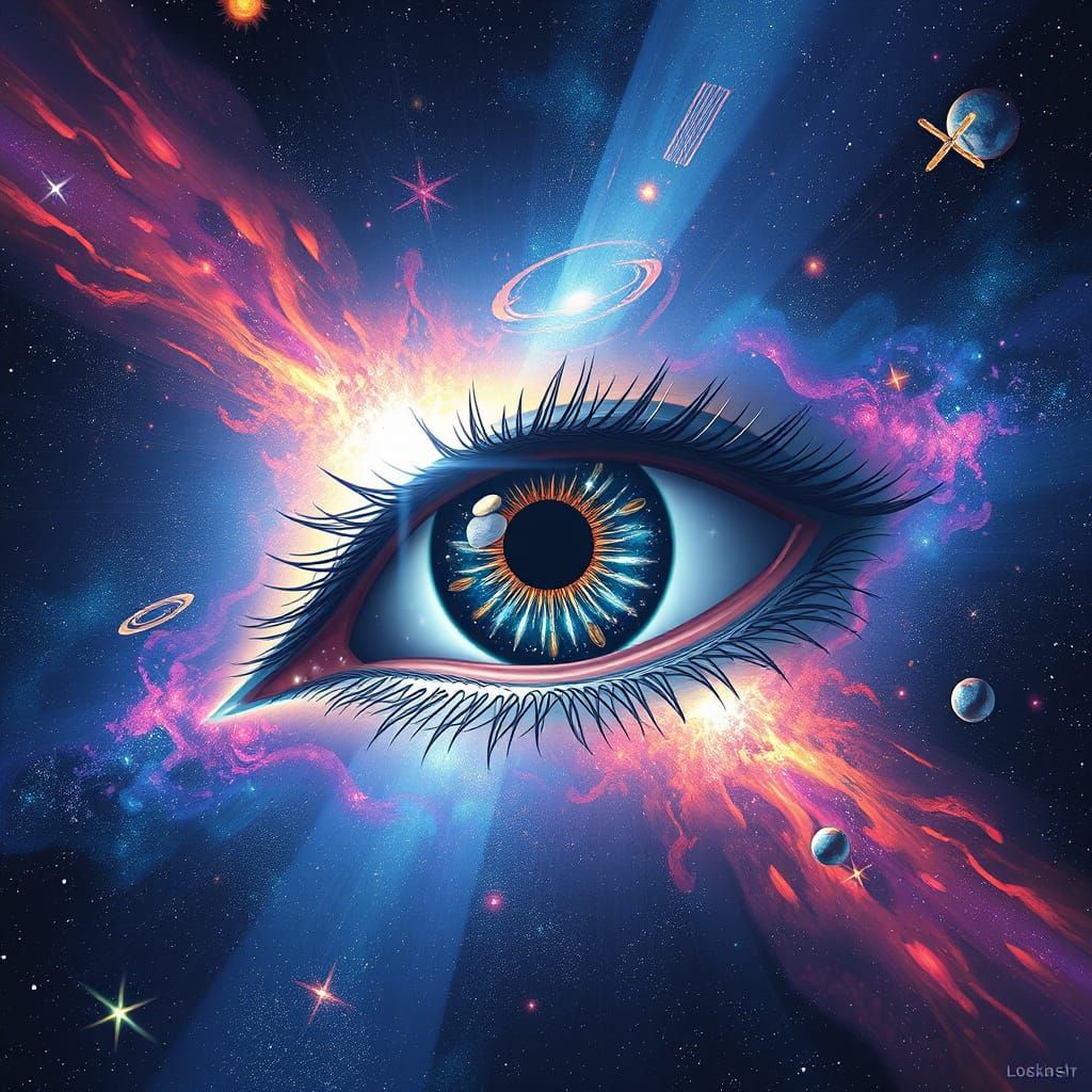 Cosmic Eye Reflecting Deep Space Wonders
