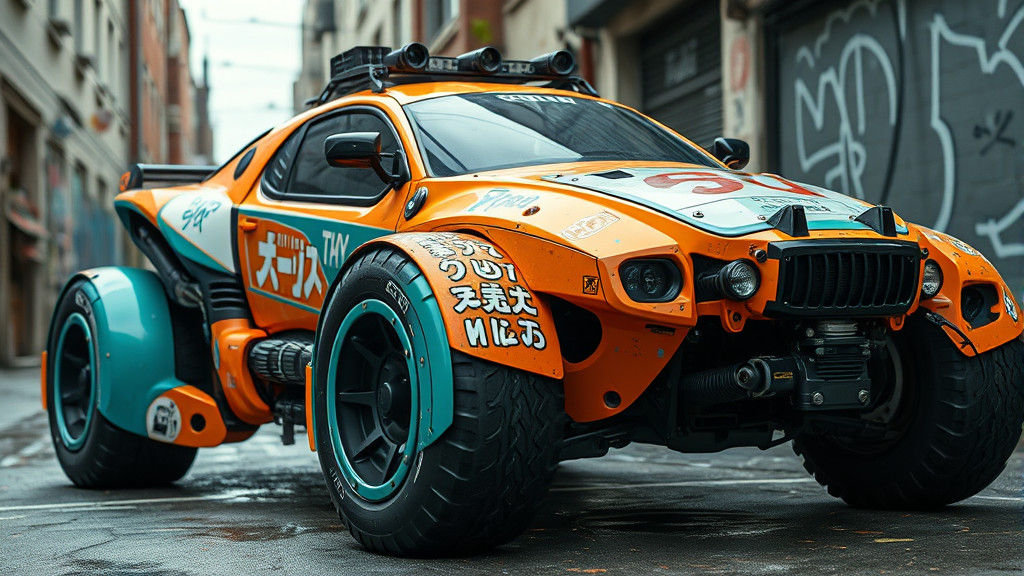Cyberpunk Future Buggy with Graffiti Street Art