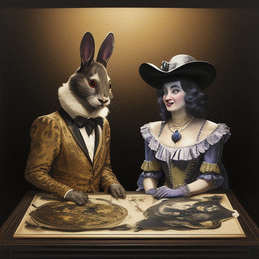 Dark Alien Rabbit Hologram in Baroque Style
