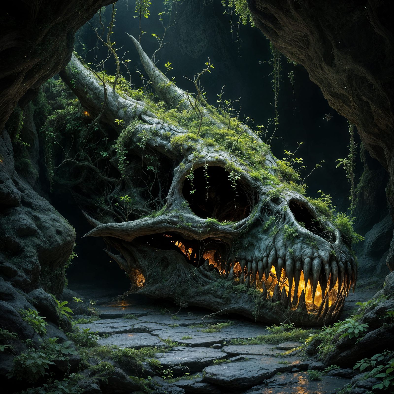 Bioluminescent Plants Reclaiming Dragon Skull, Alphonse Much...