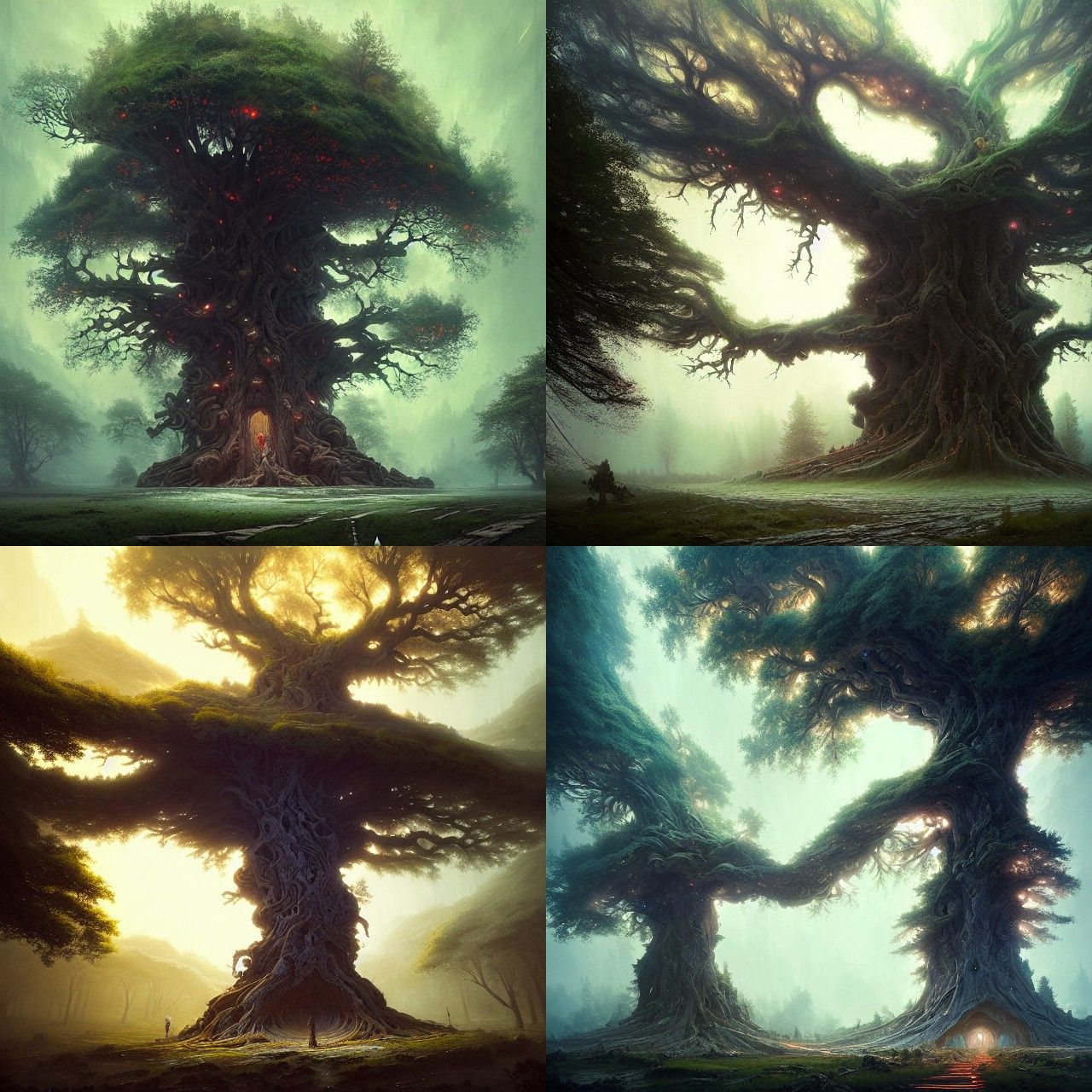 Pagan Oak Tree: Hyper-Detailed Fantasy Art