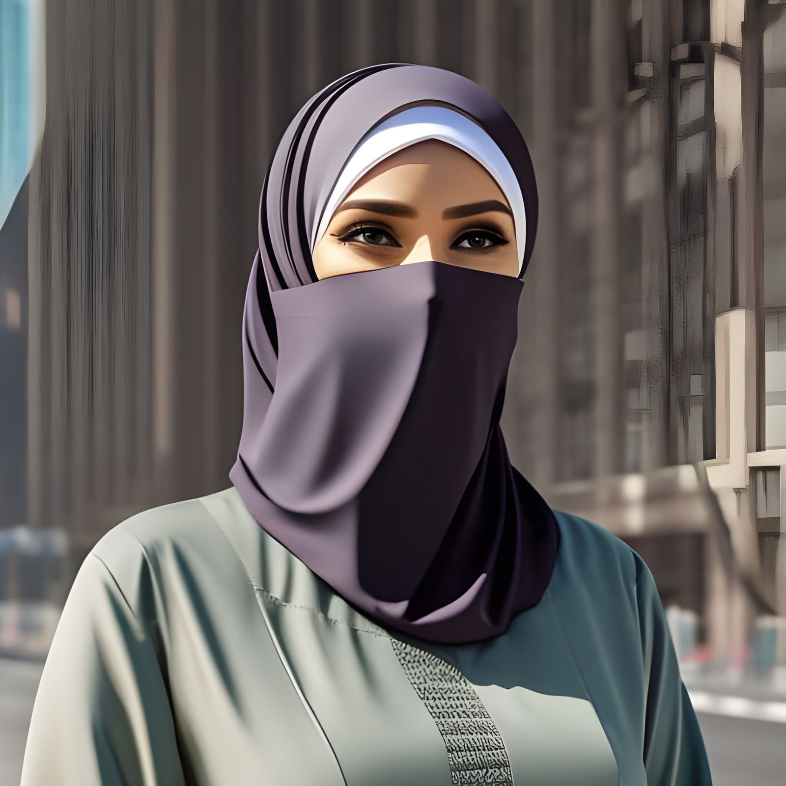 Woman in Hijab and Niqab, Hyperdetailed Digital Art