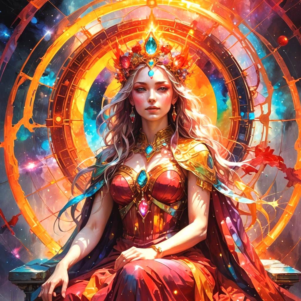 Celestial Goddess Temple with Gemstone Orbit Throne