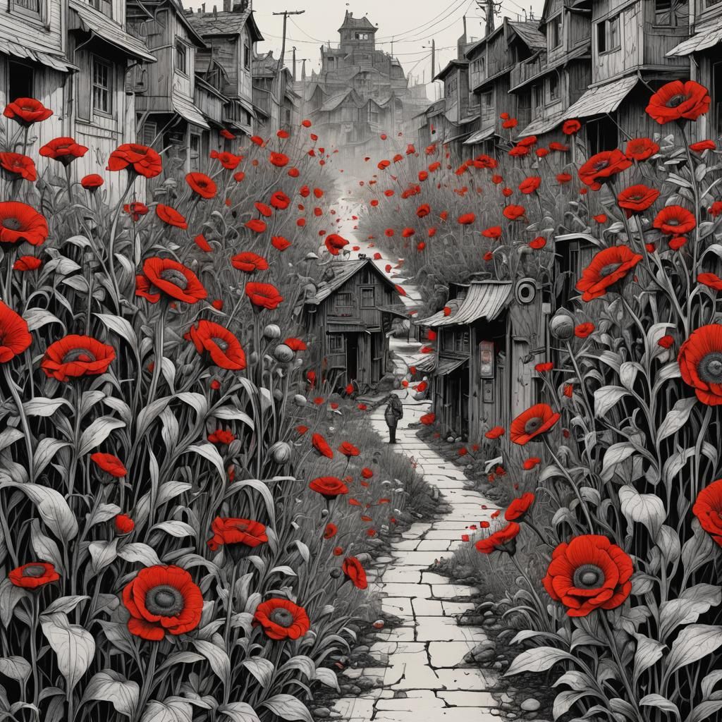 flowers on street at the adonded village