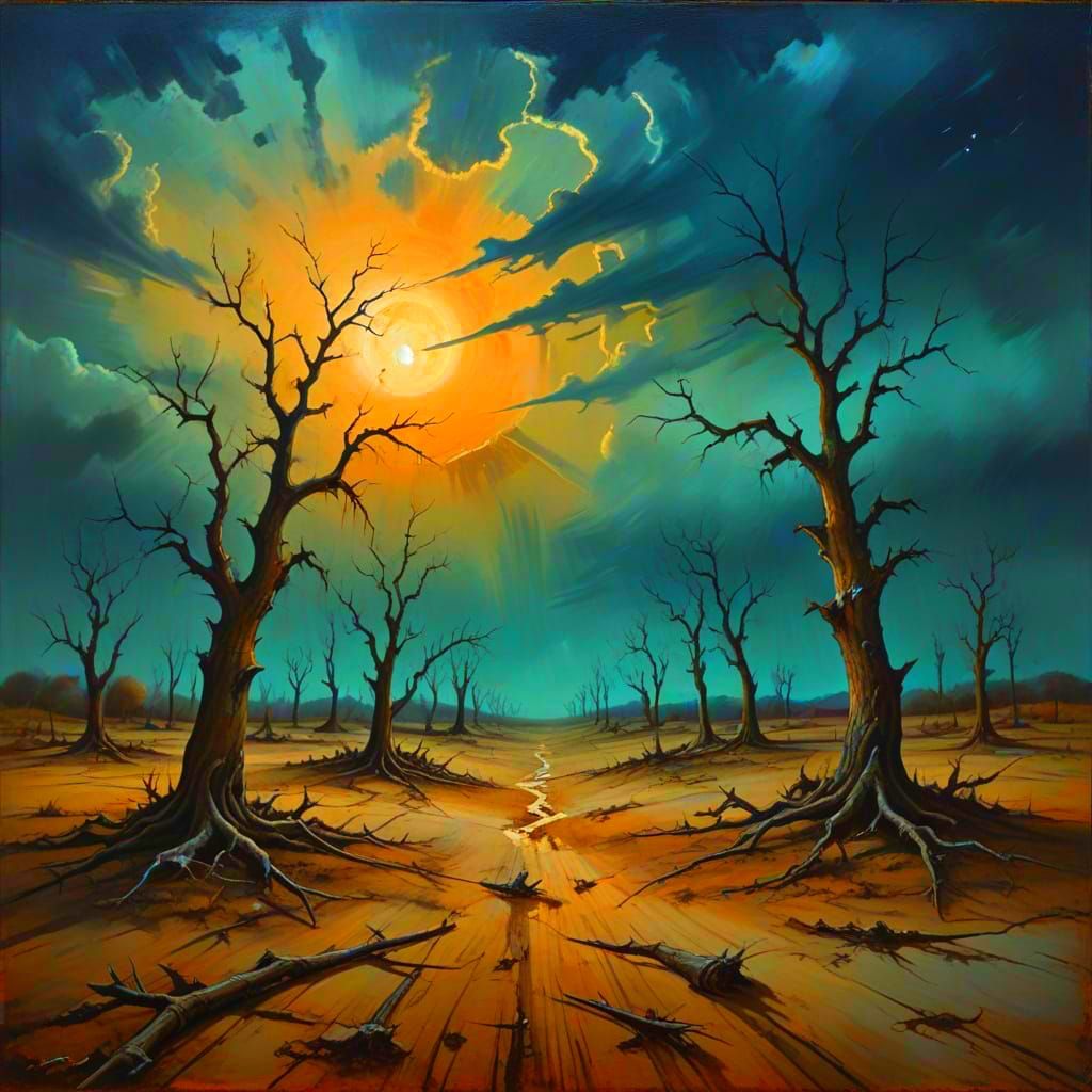 A Futuristic Desert Landscape in a Neon-Lit Aesthetic