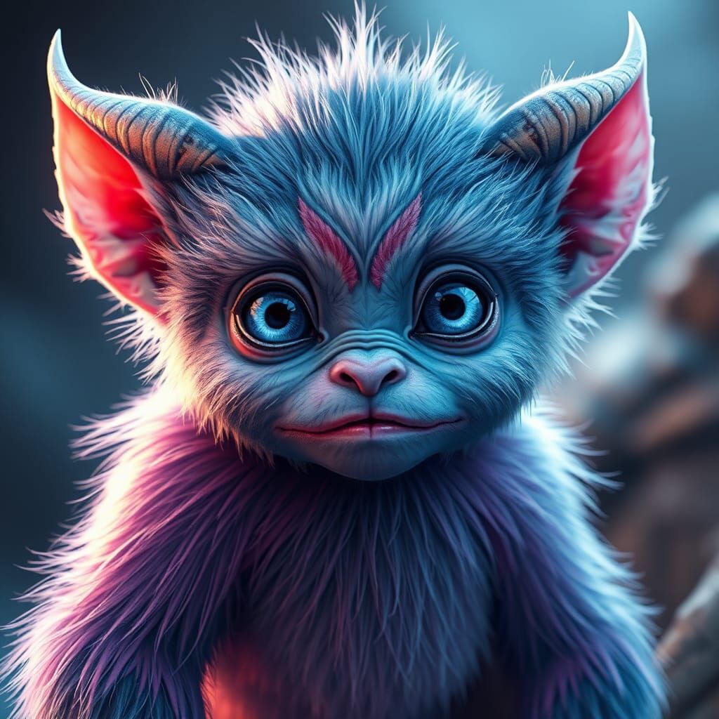 Intricately Drawn Baby Yeti with Colorful Fur