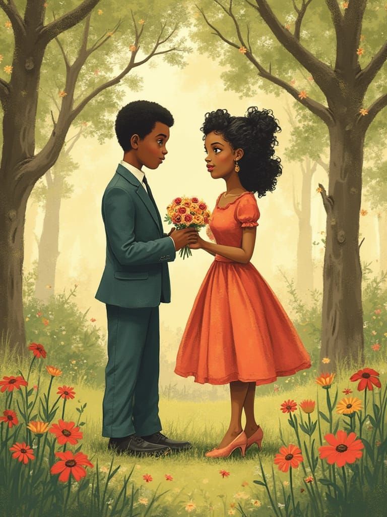 Black Couple's Joyful Park Wedding in a Whimsical Style