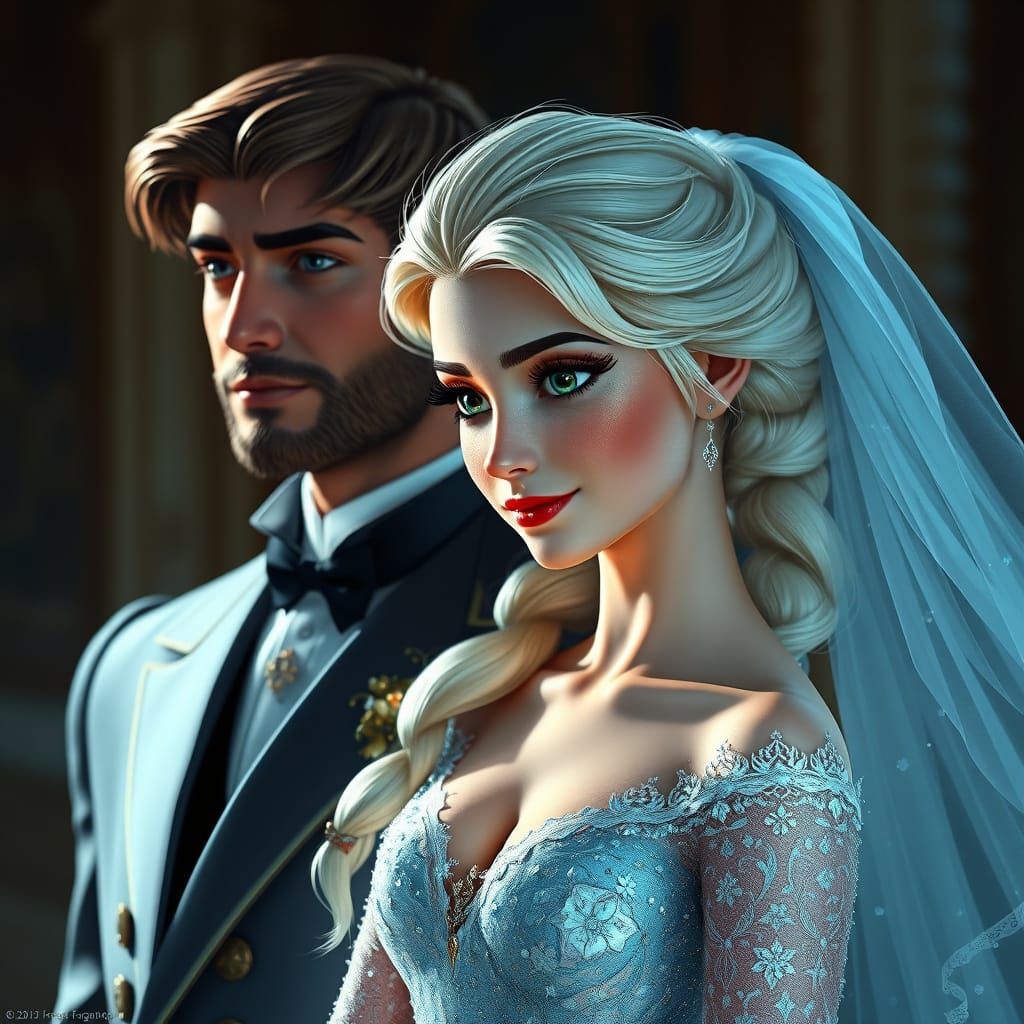 Elsa's Wedding: Ornate Portrait in Art Nouveau Style