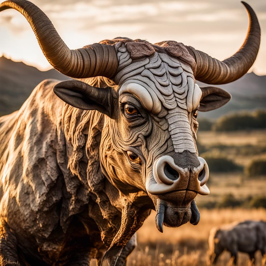 Celtic Minotaur Portrait in Golden Hour Light