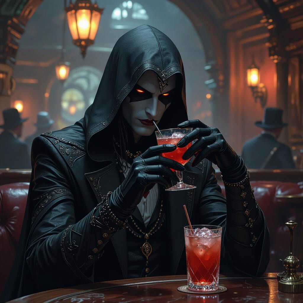 Drow in Underdark Speakeasy, Gothic Fantasy Art