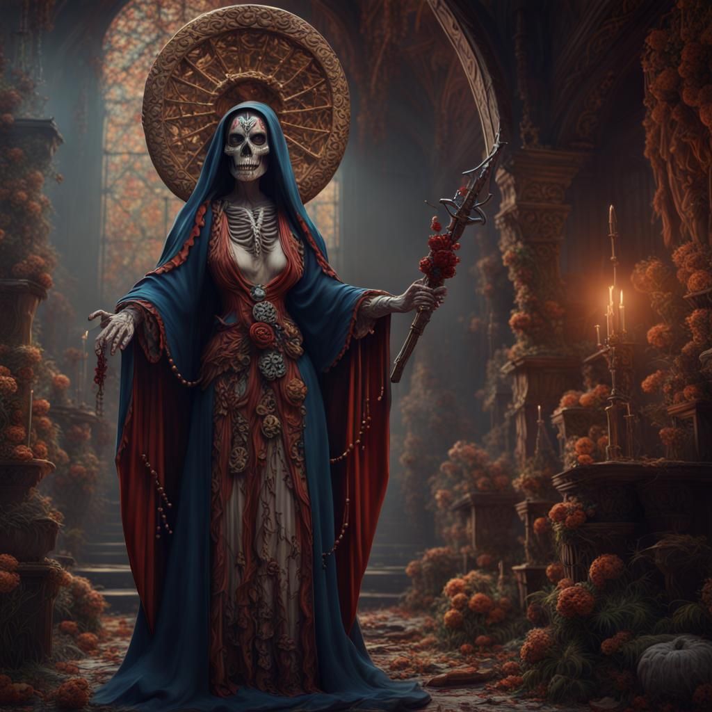 Detailed Santa Muerte Fantasy Concept Art