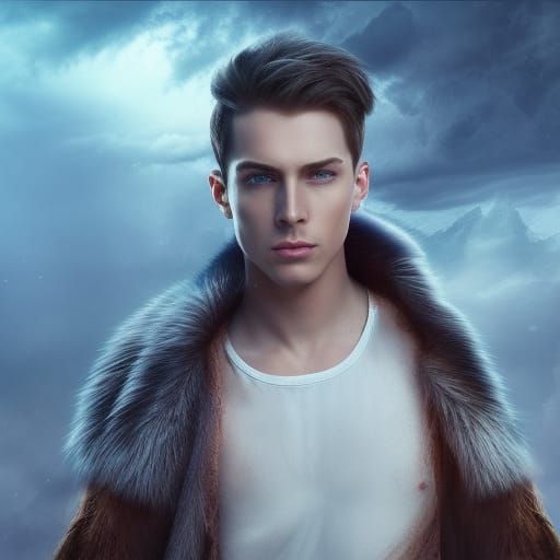 Detailed Portrait of Brown-Haired Man with Blue Eyes