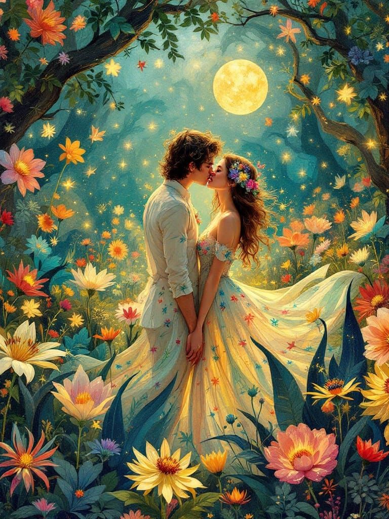 Ethereal Whimsy: A Romantic Interlude in Vibrant Bloom