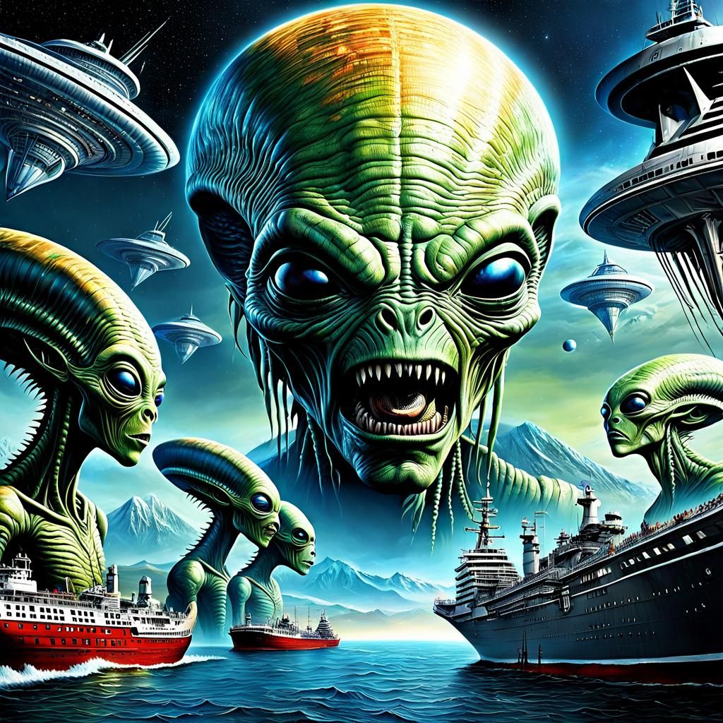 Aliens Invade Earth in Hyperdetailed Airbrush Art