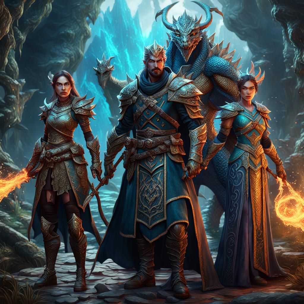 Dragon RPG Character with Women: Fantasy Concept Art