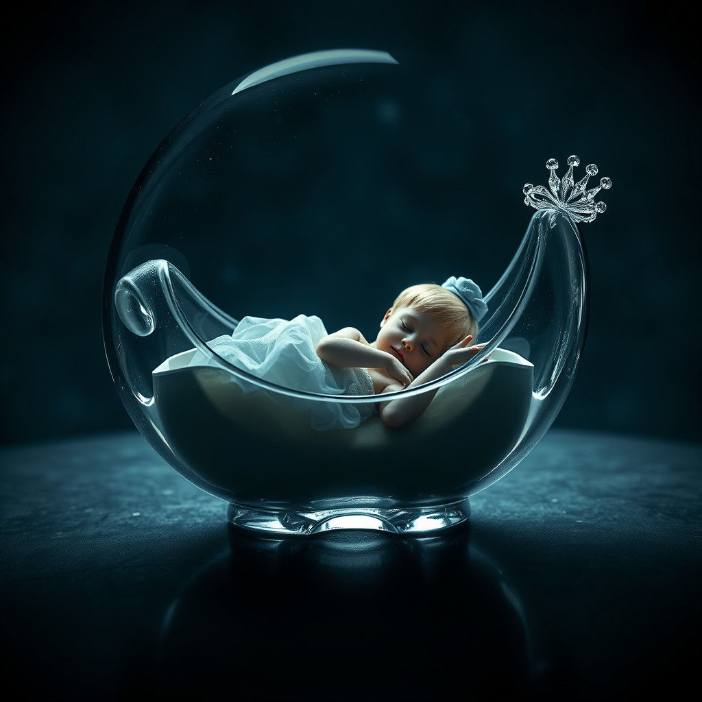 Person Sleeps Inside Enormous Glass Slipper