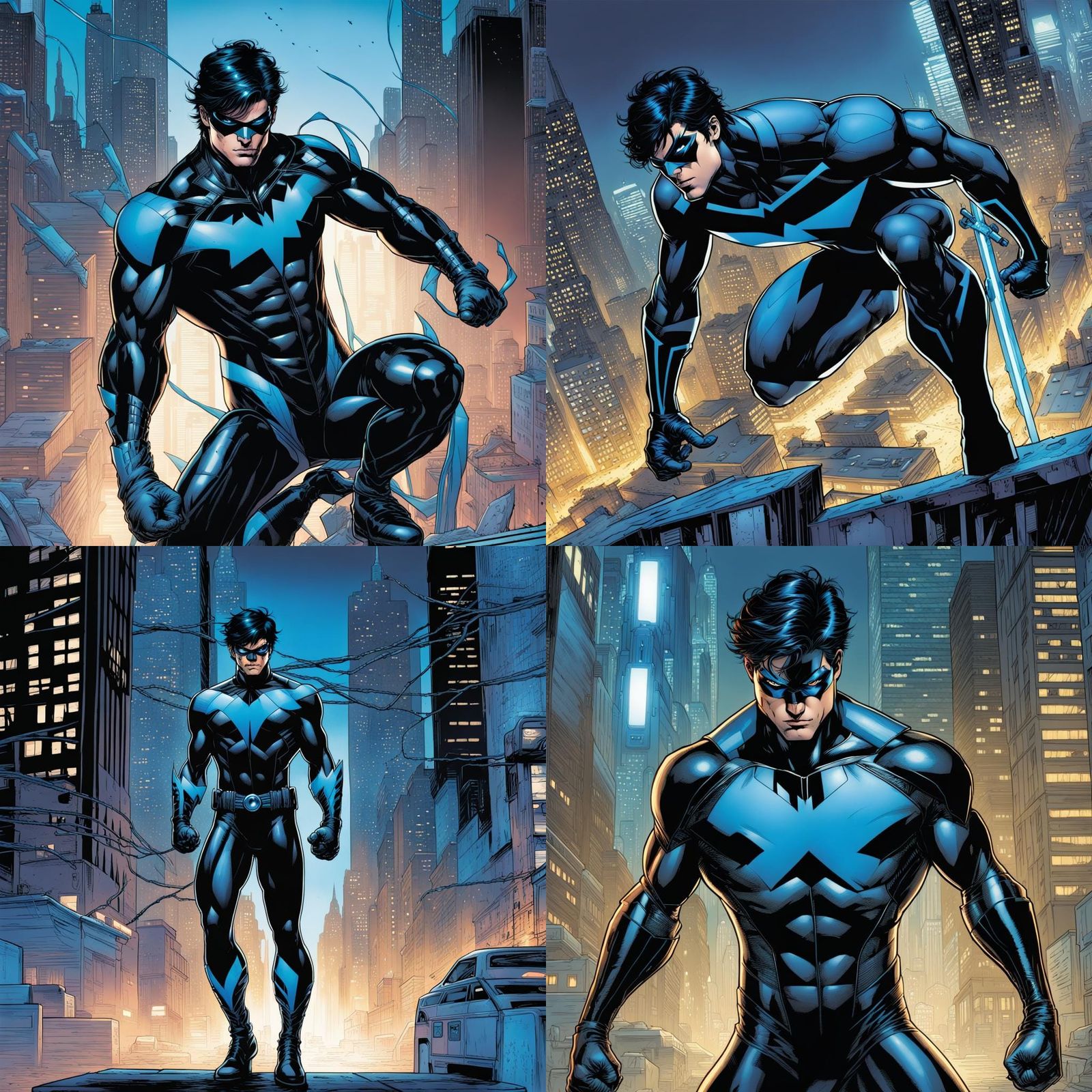 Nightwing in Cyberpunk City with Neon Lights