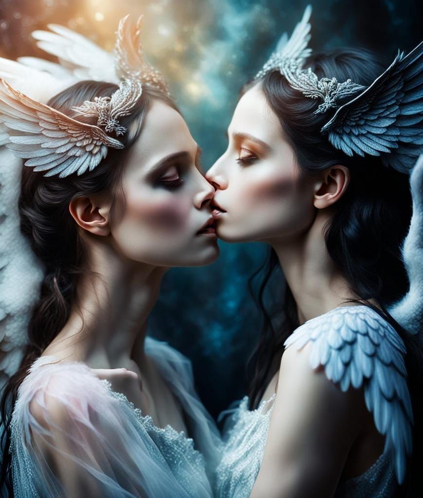 Angels of Light and Darkness Embrace