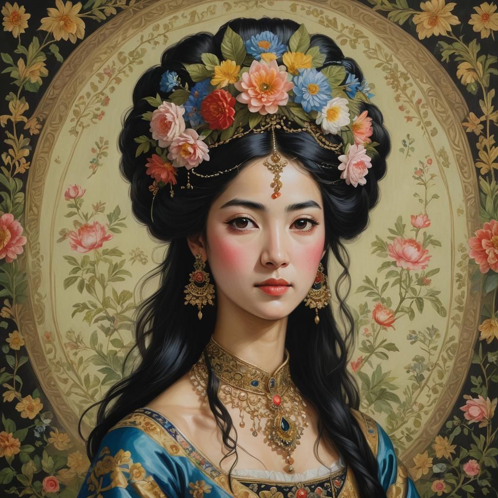 Sogdian Princess Portrait in Bright Colors