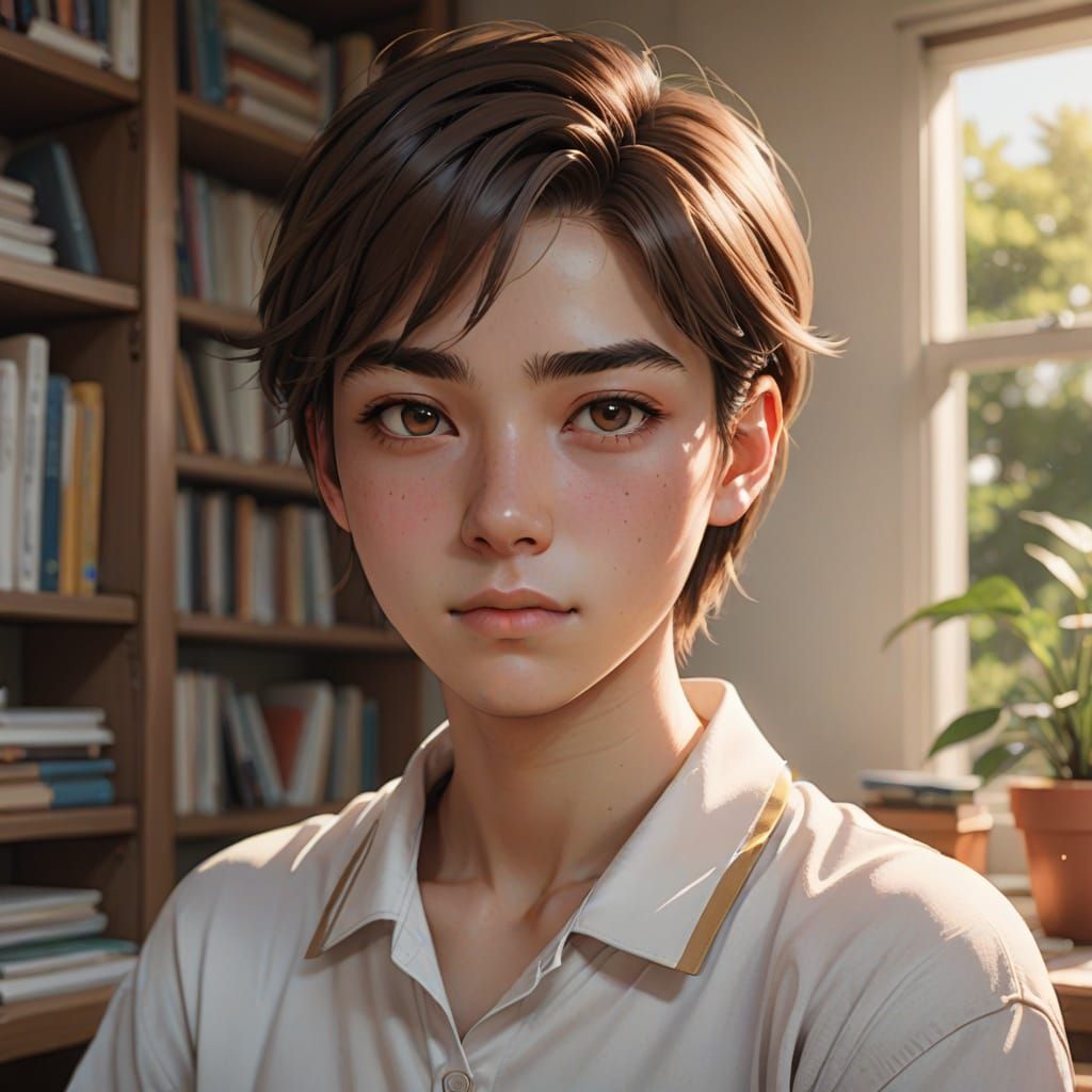 Anime-Inspired Portrait of a Young Boy in a Tennis Uniform