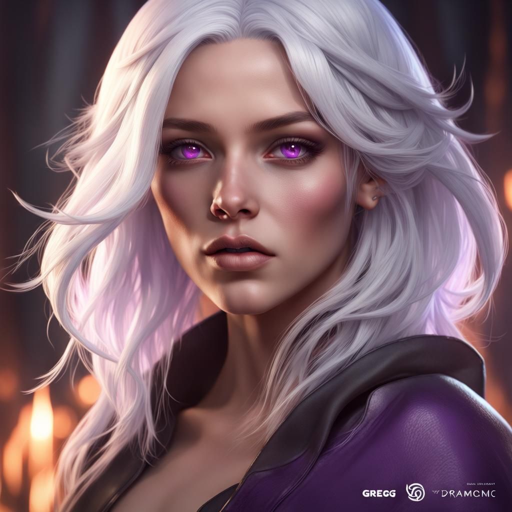 White Haired Demon Girl Portrait in 8K