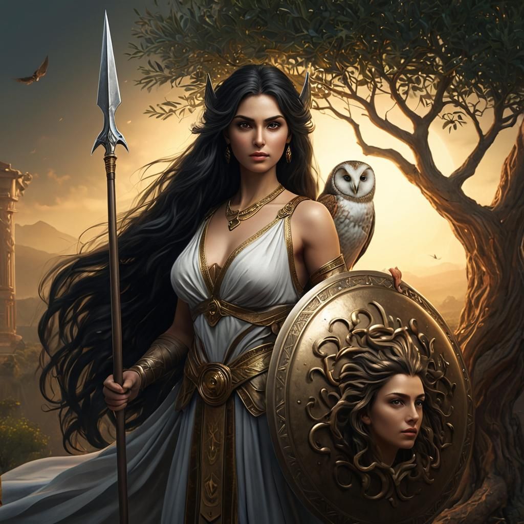 Goddess Athena Portrait in Matte Painting Style