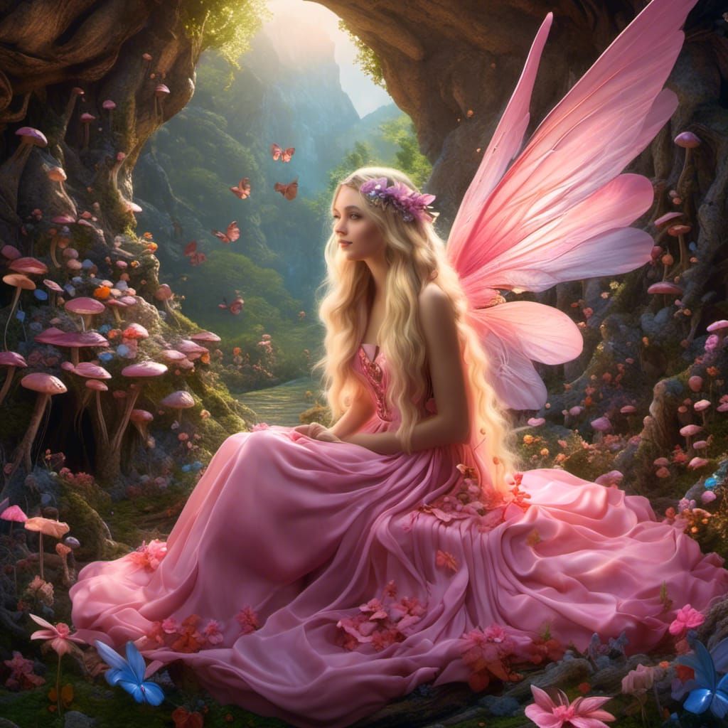 Fairy in Mushroom Cottage: Hyperrealistic Digital Art