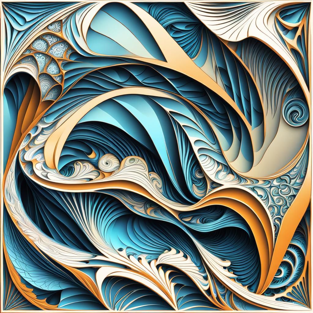 Abstract Fractal Puzzle with 3D Shading