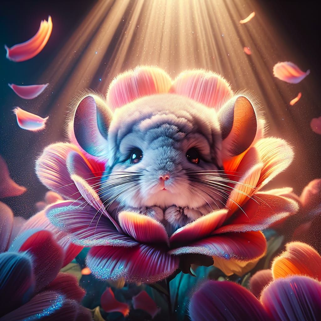 Chinchilla Peeks Through Flower in Concept Art