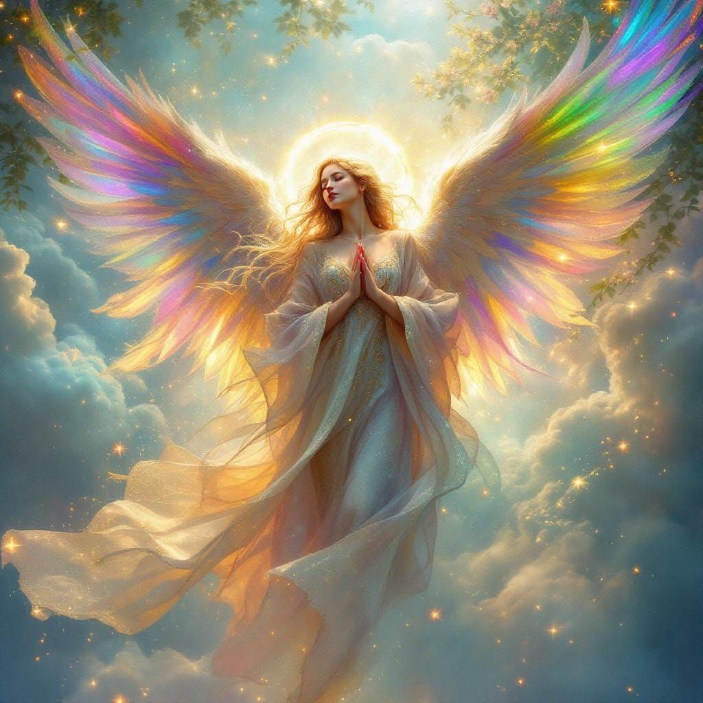Iridescent Angel in Dreamlike Digital Art Style