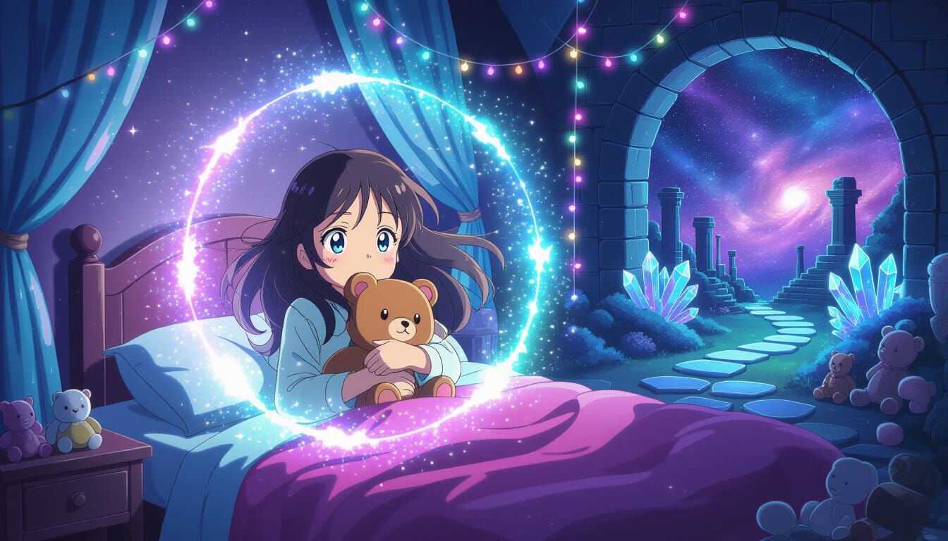 Girl's Bed Floats into Magical Anime Dimension