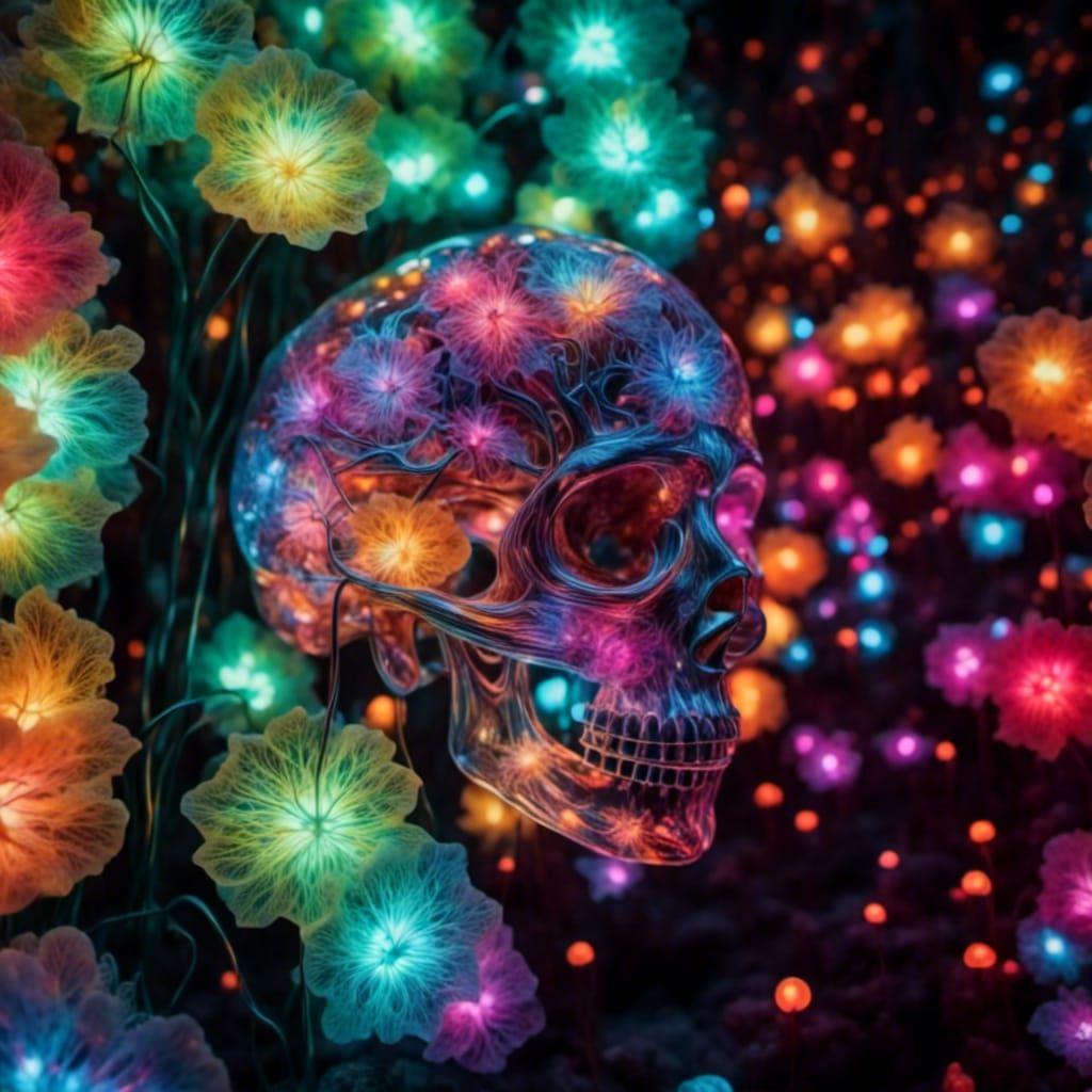 Psychedelic Neon Brain Neurons in Vibrant Colors