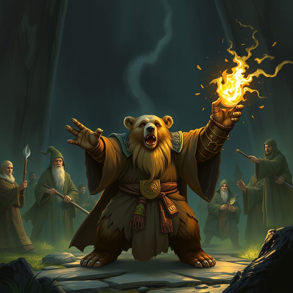 Sorcerous Bear Casts Protective Shield over Fellowship