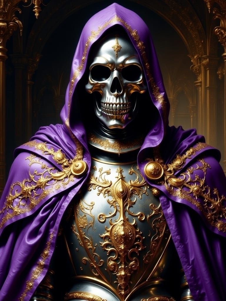 Formidable Knight in Skull Mask and Purple Hood
