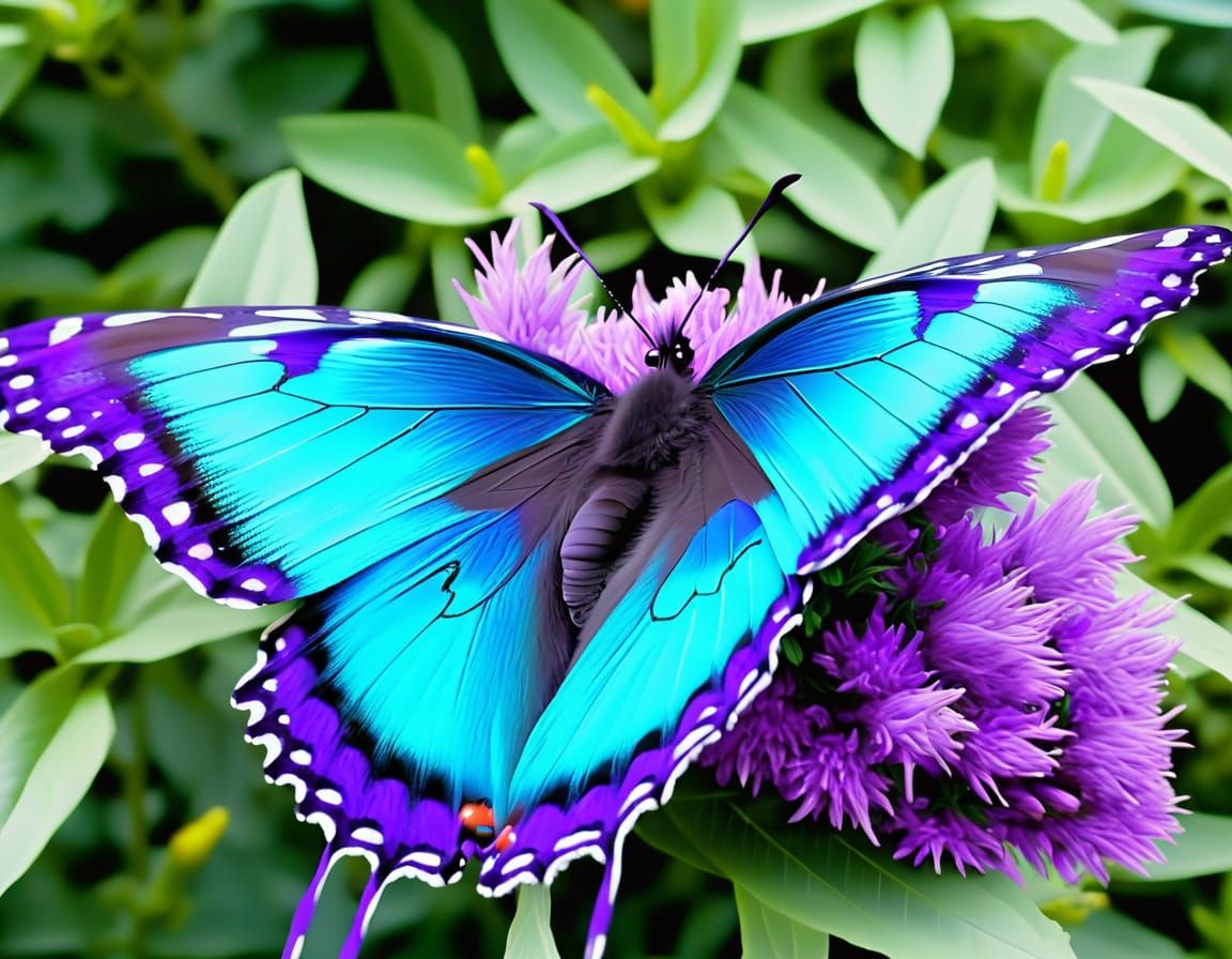 Exotic Butterfly in a Vibrant Garden Scene