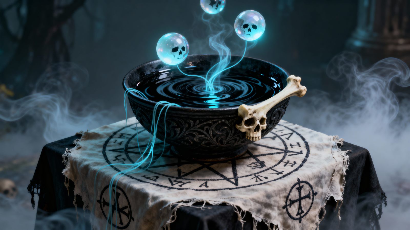 Ethereal Lichbone Broth with Soul Pearls on Altar