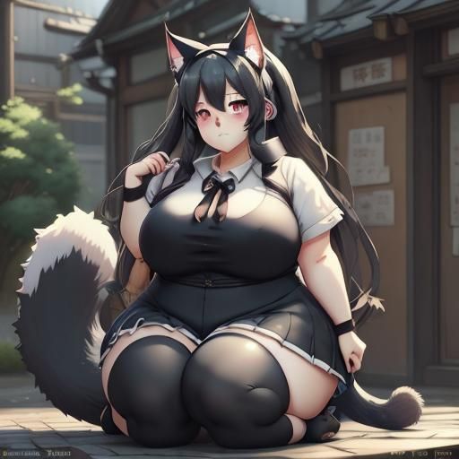 Fat Anime Girl in Anime Key Visual Style