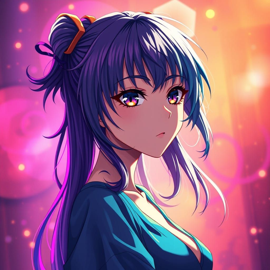 Anime Model with Dynamic Lighting in Vibrant, High-Contrast ...