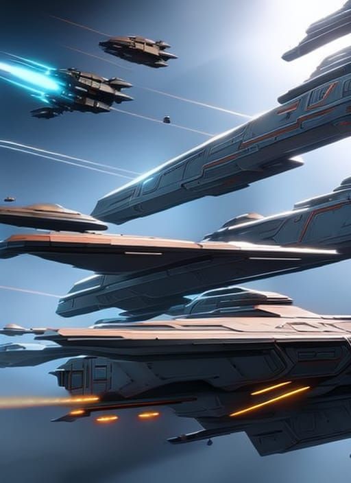 Sci-Fi Spaceship Battle in Spacecore Style