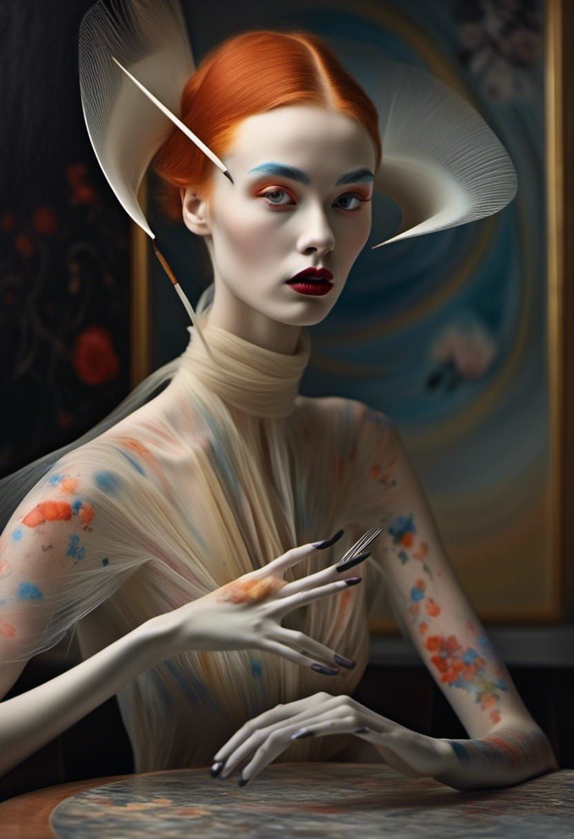 Polychromatic Alien at Table, Magical Realism