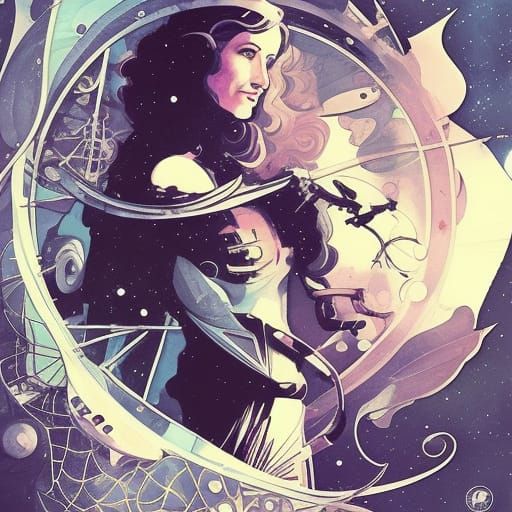 Jeweled Space Pirate Portrait in Art Nouveau Style