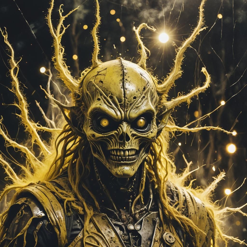 Surreal Portrait of a Mysterious Figure in Yellow Miasma