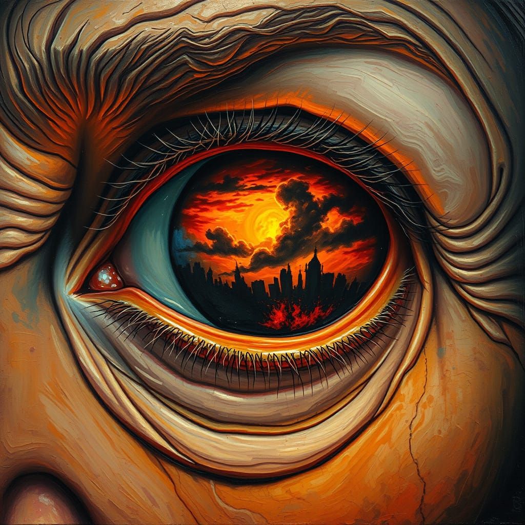 Aged Wisdom in Desolate Ruin, Neo-Impressionist Brushstrokes