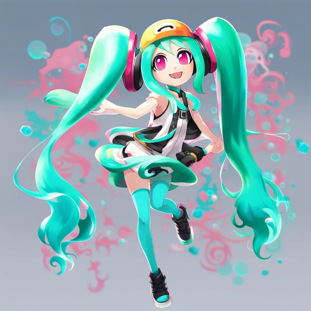 Hatsune Miku as Splatoon Inkling Character